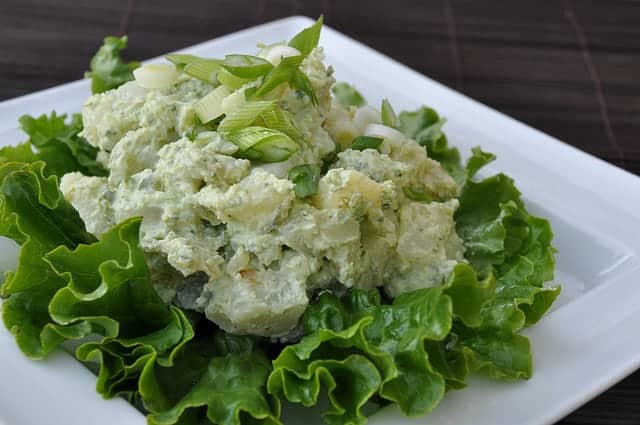 Healthy Potato Salad with Greek Yogurt and Green Chile Dressing