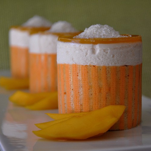 photo of Coconut Bavarian Entrements with Mango Gelee 