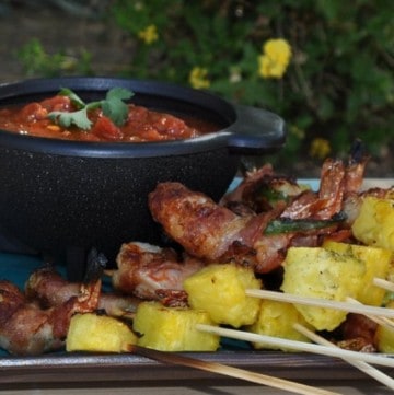 Bacon Wrapped Jalapeno Stuffed Shrimp and Pineapple Kabob for top ten Southwest recipes