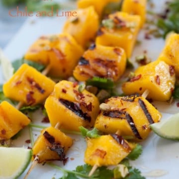 Grilled Mango Skewers with Honey Chile and Lime