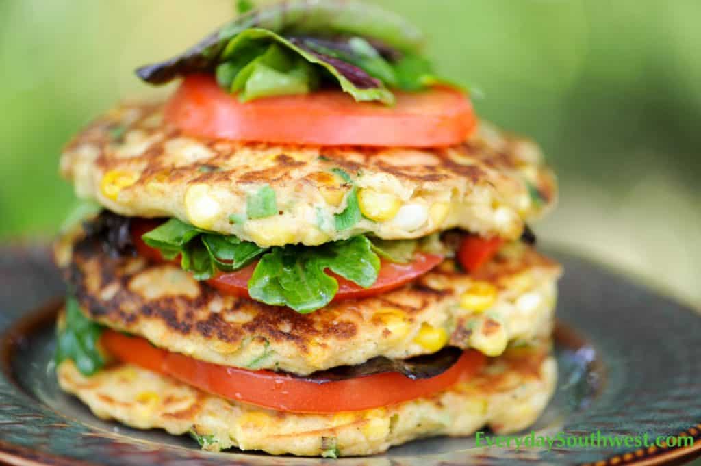 Corn Cake Stacks with Tomatoes and Chile