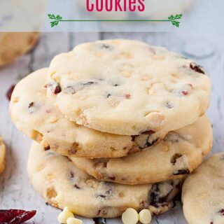 Cranberry Shortbread Cookies with White Chocolate Chips