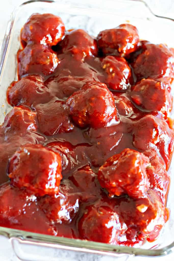 Cranberry BBQ Sauce Smothered Meatballs