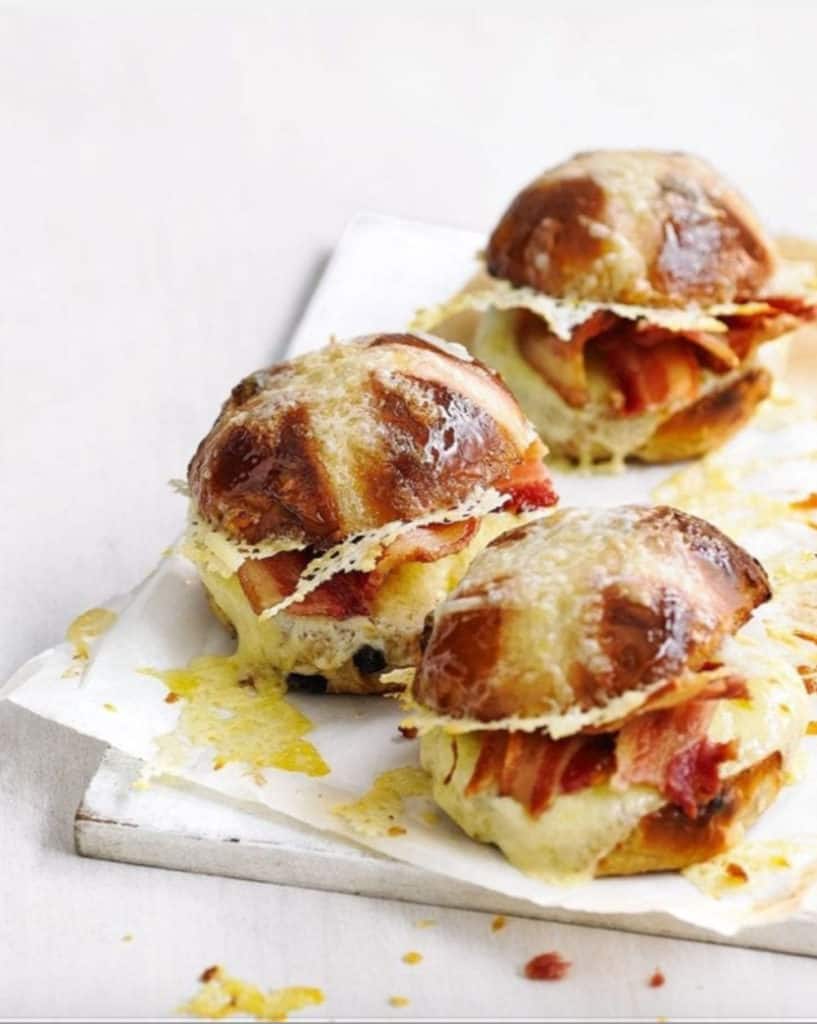 Toasted Cheese and Bacon Sandwich Recipe with Hot Cross Buns