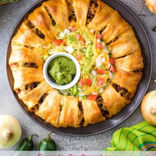 Taco Ring Recipe with Crescent Rolls and Guacamole