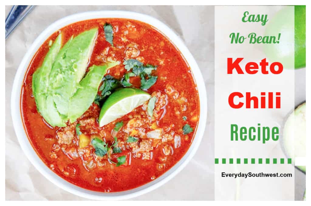 Easy No Bean Keto Chili Recipe with Avocado -Everyday Southwest