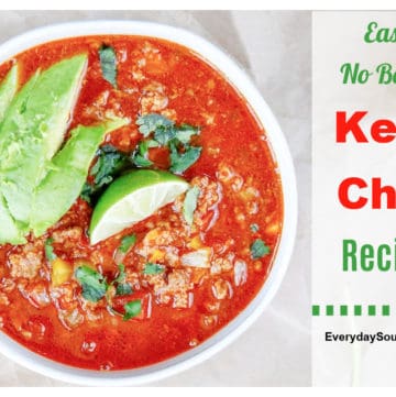 Easy No Bean Keto Chili Recipe with Avocado -Everyday Southwest