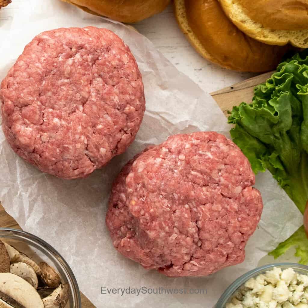 Steakhouse hamburger patties made from premium ground beef