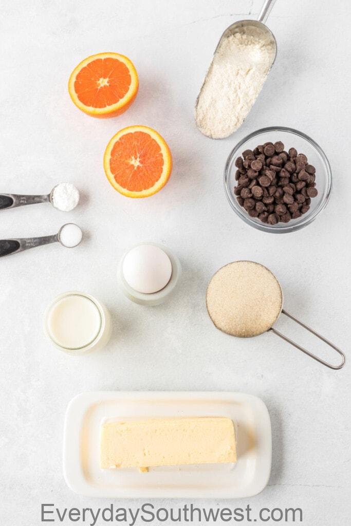 Ingredients for Orange Chocolate Chip Muffins