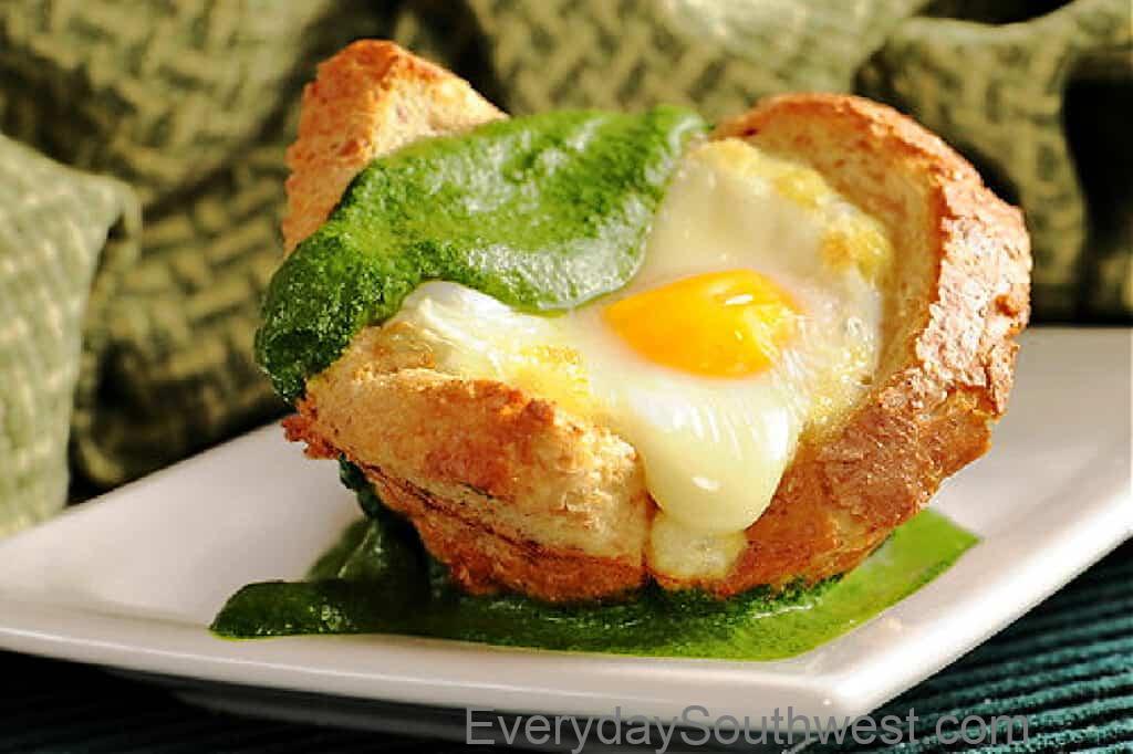 Eggs in a French Toast Muffin with Southwest Pesto