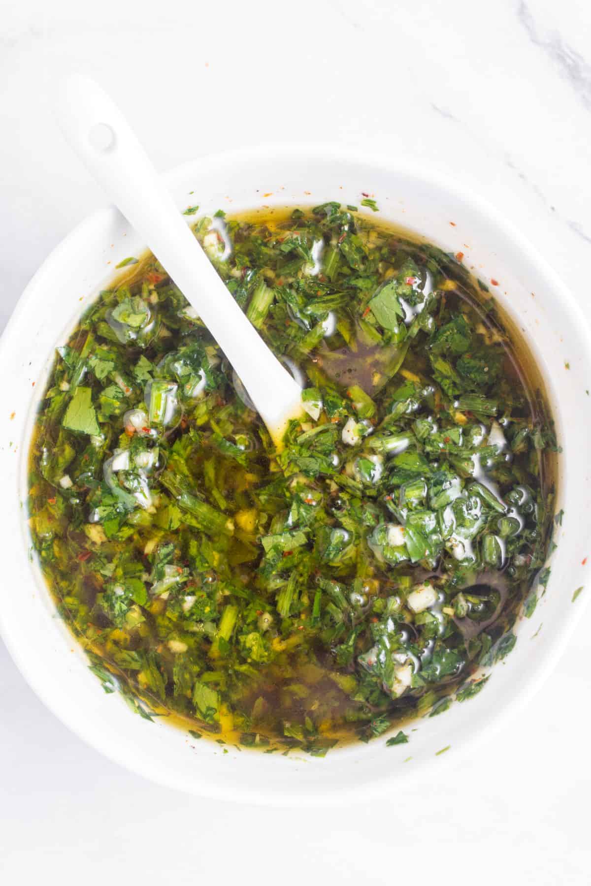 Chimichurri sauce is ready.