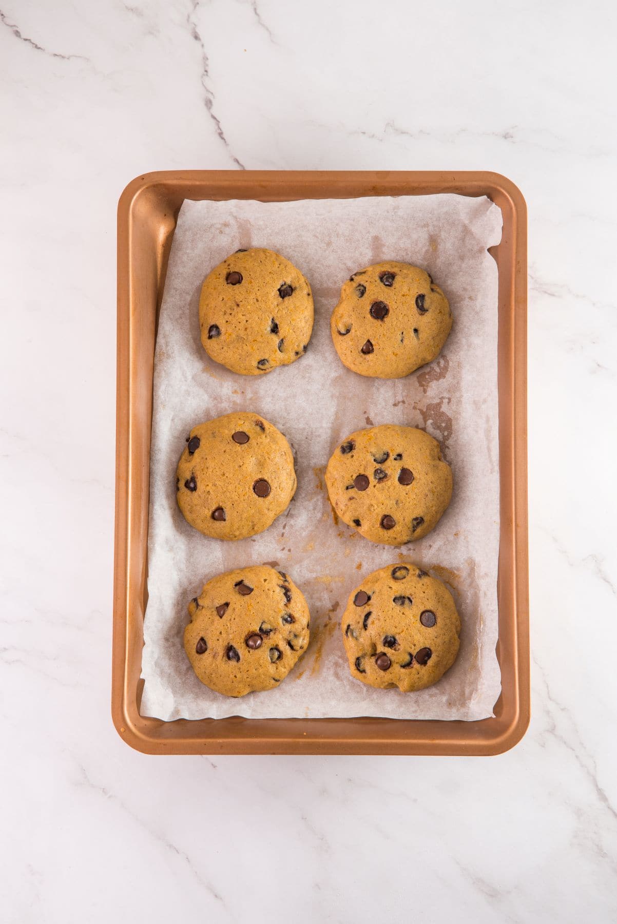 Freshly baked Pumpkin chocolate chip cookies.