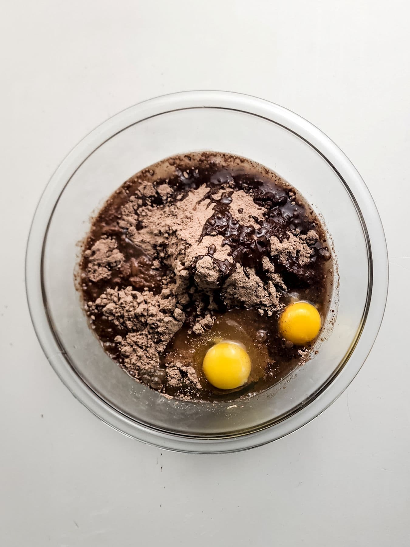 Preparing the brownie batter.