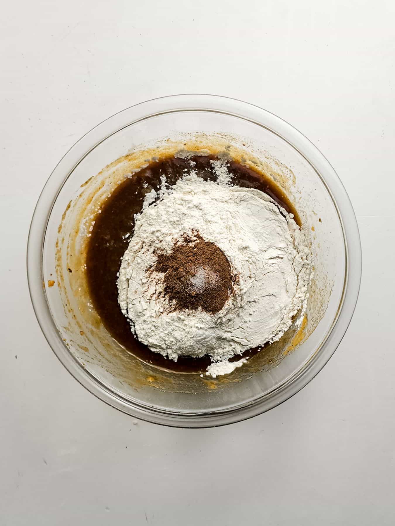 Incorporating dry ingredients.