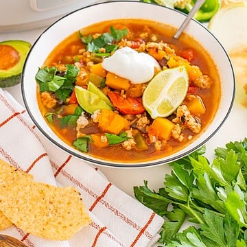 Slow cooker turkey and butternut squash chili.