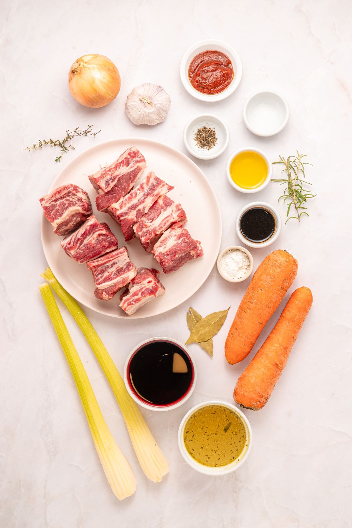 Slow cooker short ribs with red wine ingredients.