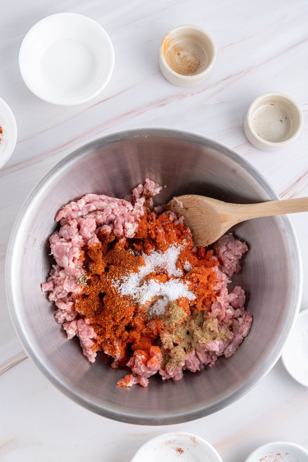 Ground pork with spices.