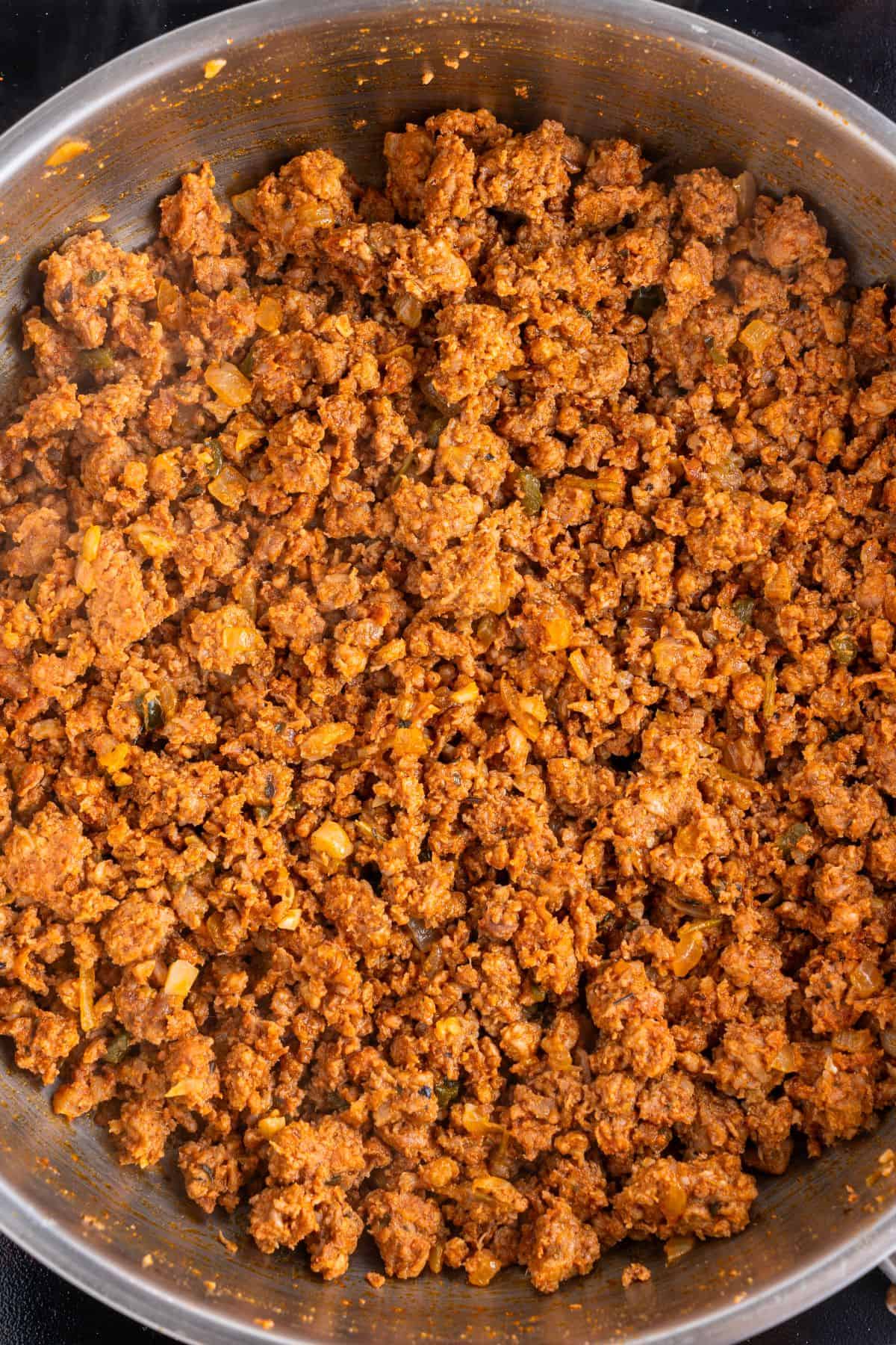 Cooked homemade chorizo.