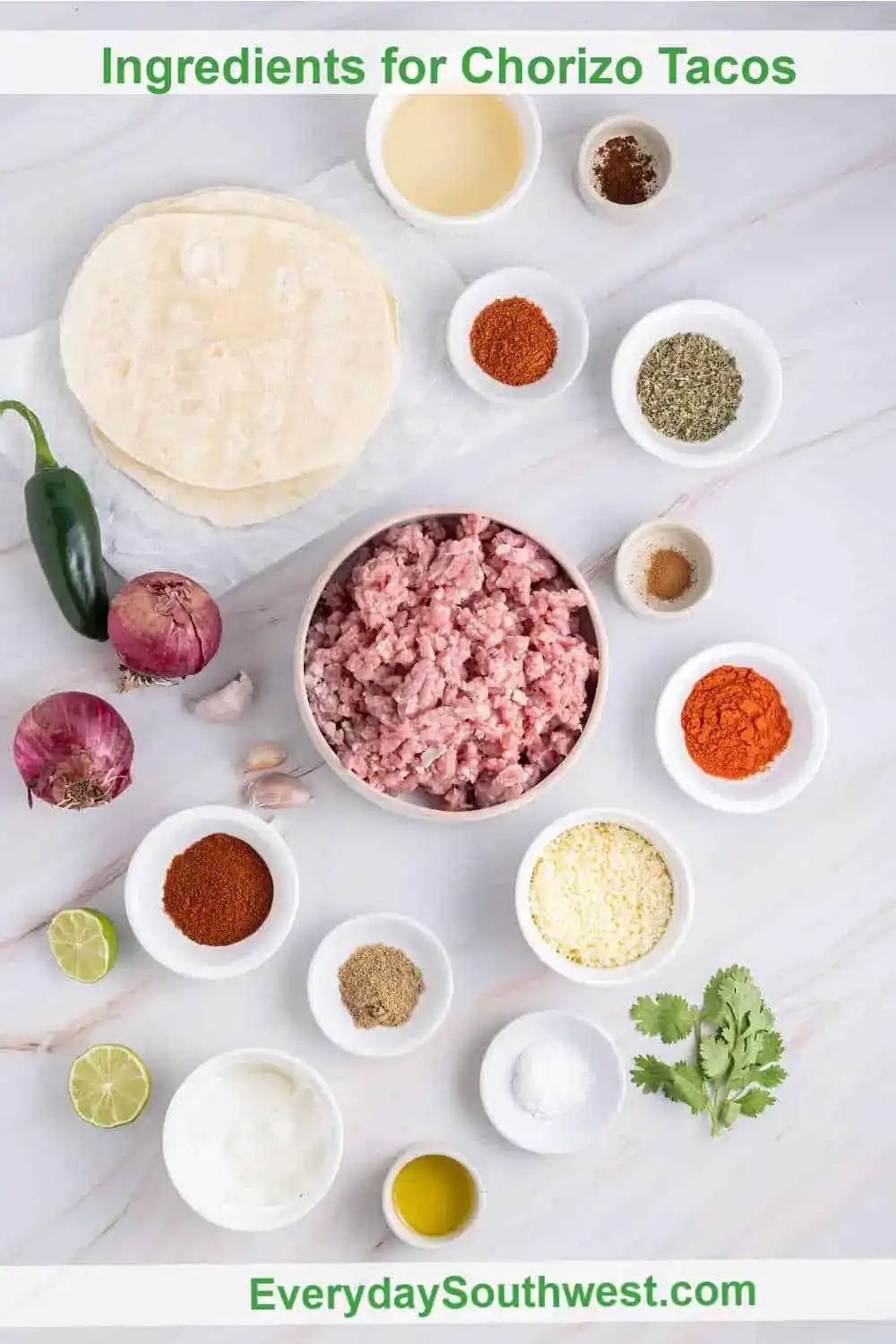 Ingredients for Chorizo Tacos