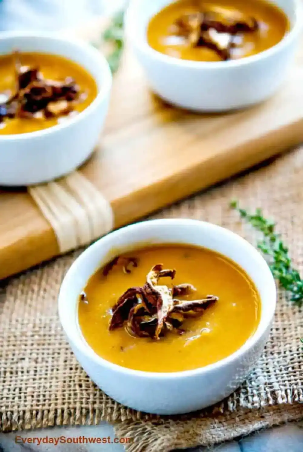 Pumpkin Soup with Roasted Mushrooms