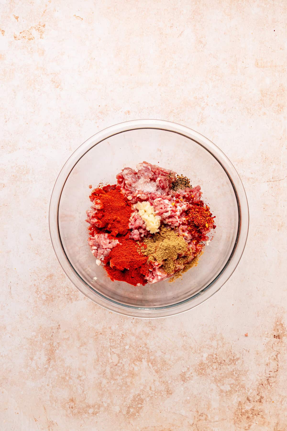 Ground pork mixed with spices.