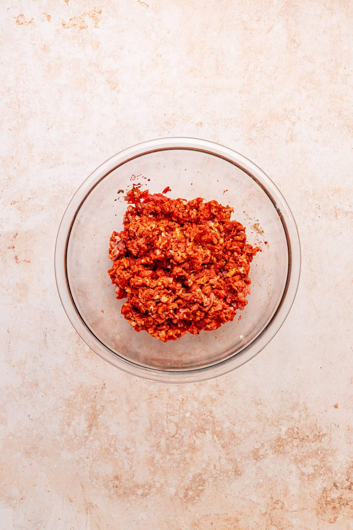 Homemade chorizo meat mixture.